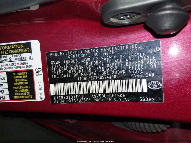4T1BF1FKXGU594410 Toyota CAMRY LE