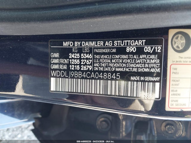 Aukcja sprzedaży 2012 Mercedes-benz Cls 550 4matic, vin: WDDLJ9BB4CA048845, numer aukcji: 44950228