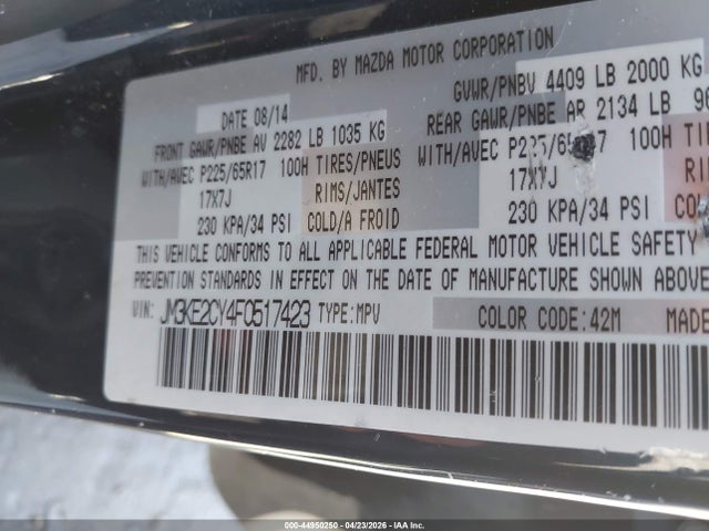 Продаж на аукціоні авто 2015 Mazda Cx-5 Touring, vin: JM3KE2CY4F0517423, номер лоту: 44950250