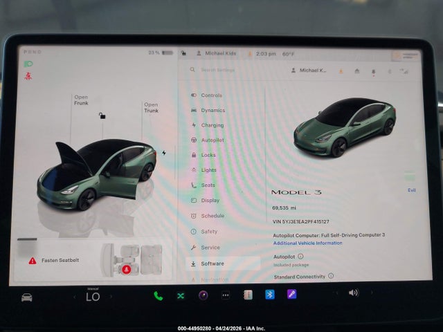 Продаж на аукціоні авто 2023 Tesla Model 3 Rear-wheel Drive, vin: 5YJ3E1EA2PF415127, номер лоту: 44950280