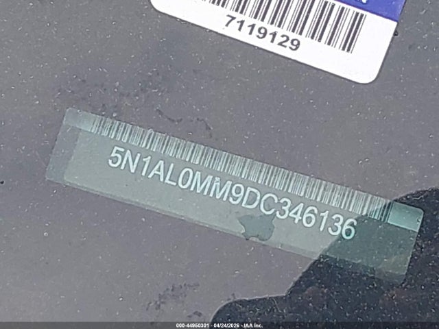 44950301 :رقم المزاد ، 5N1AL0MM9DC346136 vin ، 2013 Infiniti Jx35 مزاد بيع