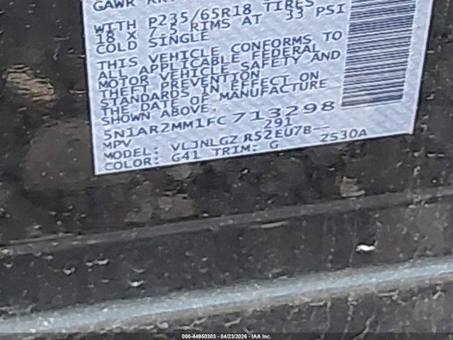 Aukcja sprzedaży 2015 Nissan Pathfinder Sl, vin: 5N1AR2MM1FC713298, numer aukcji: 44950303