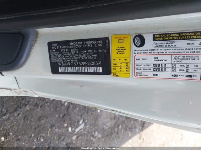 Aukcja sprzedaży 2008 Bmw 328xi, vin: WBAWC33528PD08591, numer aukcji: 44950320