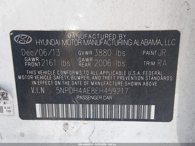Продаж на аукціоні авто 2014 Hyundai Elantra Se, vin: 5NPDH4AE8EH459217, номер лоту: 44950324