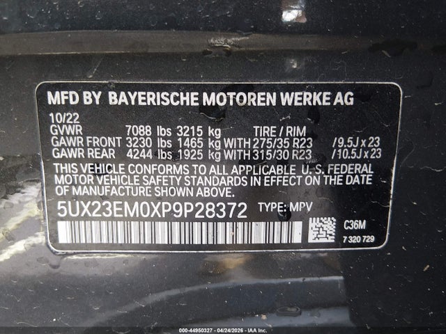 5UX23EM0XP9P28372 BMW X7 Xdrive40i