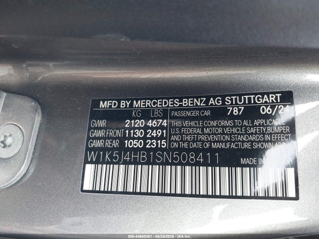 Aukcja sprzedaży 2025 Mercedes-benz Cla 250 Coupe 4matic, vin: W1K5J4HB1SN508411, numer aukcji: 44950361