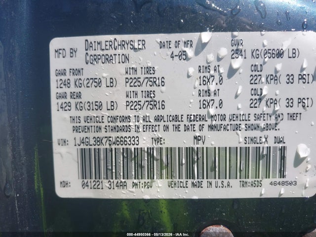 Aukcja sprzedaży 2005 Jeep Liberty Renegade, vin: 1J4GL38K75W666333, numer aukcji: 44950366