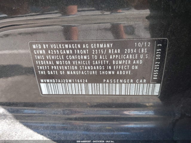 Продаж на аукціоні авто 2013 Volkswagen Gti, vin: WVWHD7AJ2DW116424, номер лоту: 44950397