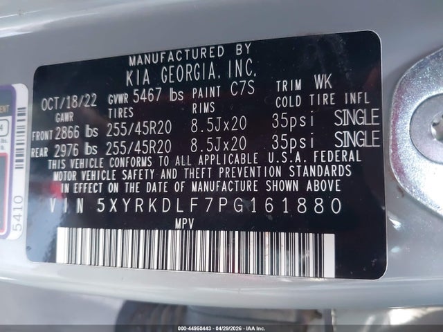 Продаж на аукціоні авто 2023 Kia Sorento X-line Sx Prestige, vin: 5XYRKDLF7PG161880, номер лоту: 44950443