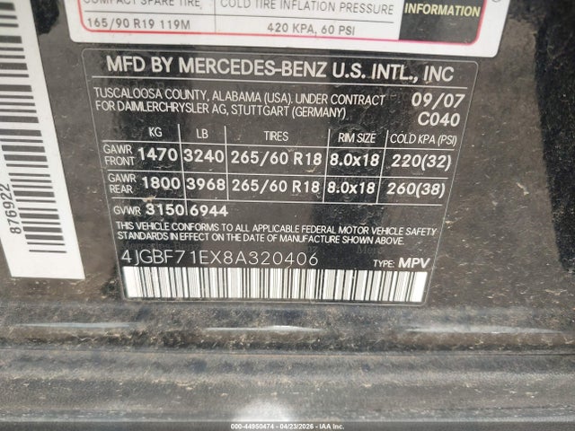 Продажа на аукционе авто 2008 Mercedes-benz Gl 450 4matic, vin: 4JGBF71EX8A320406, номер лота: 44950474