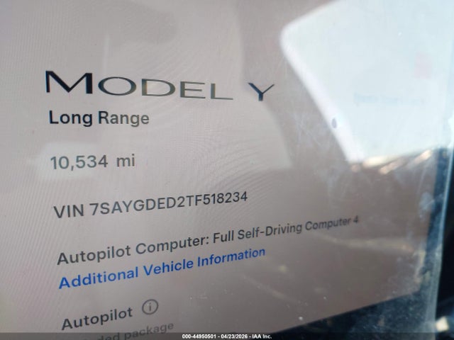 7SAYGDED2TF518234 Tesla Model Y Premium Rear-wheel Drive/standard Rear-wheel Drive