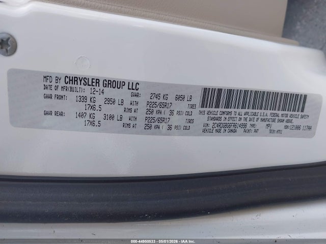 Продаж на аукціоні авто 2015 Dodge Grand Caravan Se, vin: 2C4RDGBG6FR614998, номер лоту: 44950533