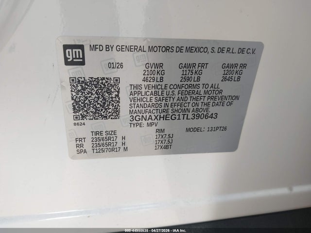 3GNAXHEG1TL390643 Chevrolet Equinox Fwd Lt