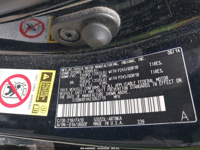 5TDBKRFH4ES062719 Toyota Highlander Le Plus V6