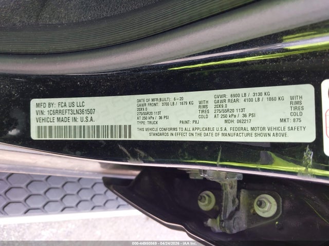 Продажа на аукционе авто 2020 Ram 1500 Lone Star  4x2 5'7 Box, vin: 1C6RREFT3LN361507, номер лота: 44950569