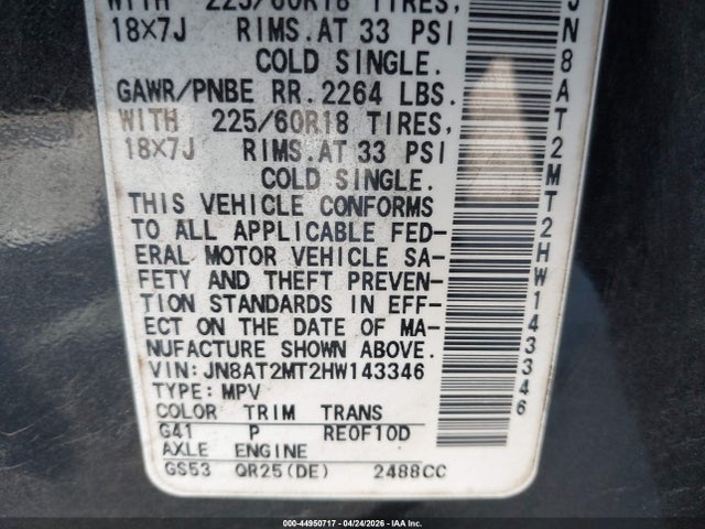 Nissan Rogue Sl 2017 JN8AT2MT2HW143346 Image 9