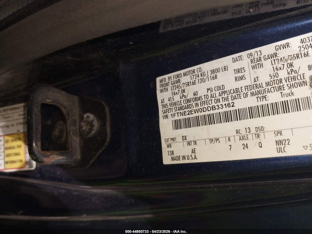 Aukcja sprzedaży 2013 Ford E-250 Commercial, vin: 1FTNE2EW0DDB33162, numer aukcji: 44950733
