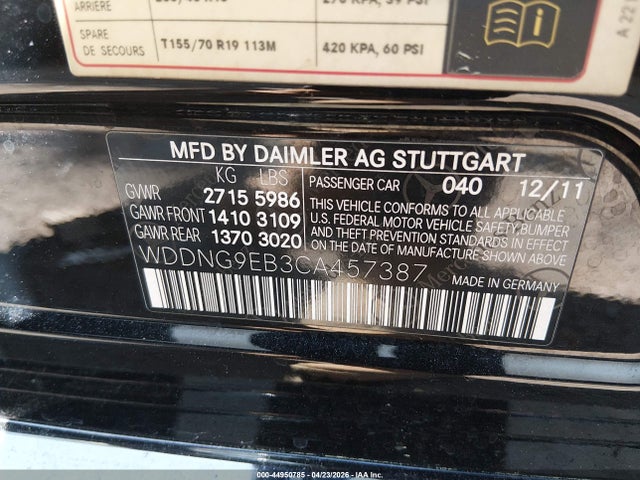 Продажа на аукционе авто 2012 Mercedes-benz S 550 4matic, vin: WDDNG9EB3CA457387, номер лота: 44950785