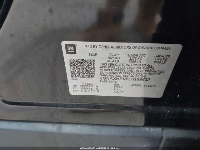Продаж на аукціоні авто 2020 Chevrolet Equinox Fwd Ls, vin: 2GNAXHEV6L6189632, номер лоту: 44950823