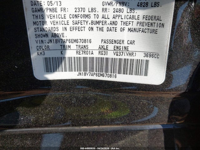 Aukcja sprzedaży 2014 Infiniti Q50 Premium, vin: JN1BV7AP6EM670816, numer aukcji: 44950830