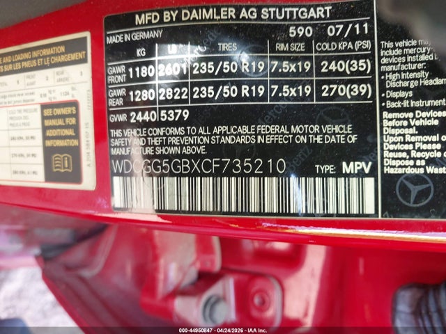 Продажа на аукционе авто 2012 Mercedes-benz Glk 350, vin: WDCGG5GBXCF735210, номер лота: 44950847