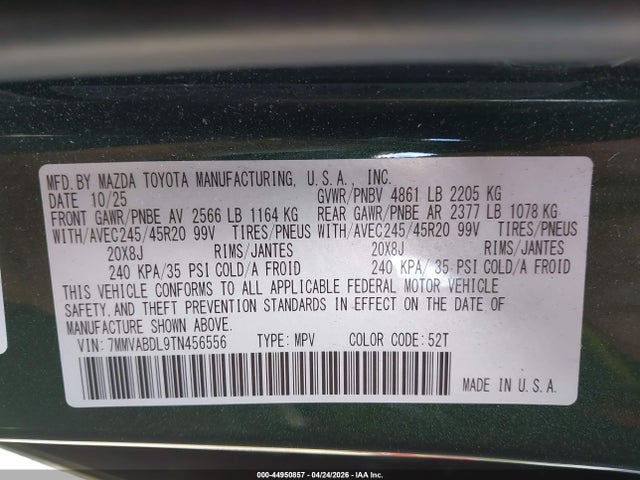 Aukcja sprzedaży 2026 Mazda Cx-50 2.5 S Premium, vin: 7MMVABDL9TN456556, numer aukcji: 44950857