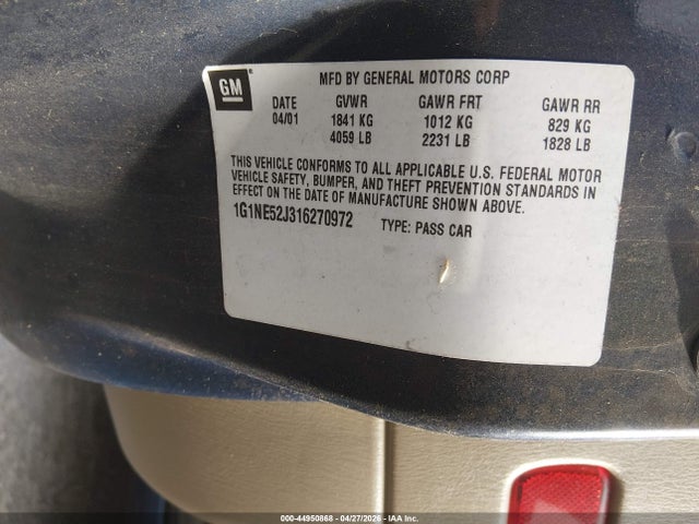 Aukcja sprzedaży 2001 Chevrolet Malibu Ls, vin: 1G1NE52J316270972, numer aukcji: 44950868