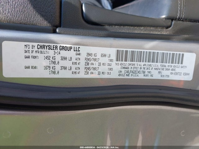 44950934 :رقم المزاد ، 1C4RJFAG2EC451780 vin ، 2014 Jeep Grand Cherokee Laredo مزاد بيع