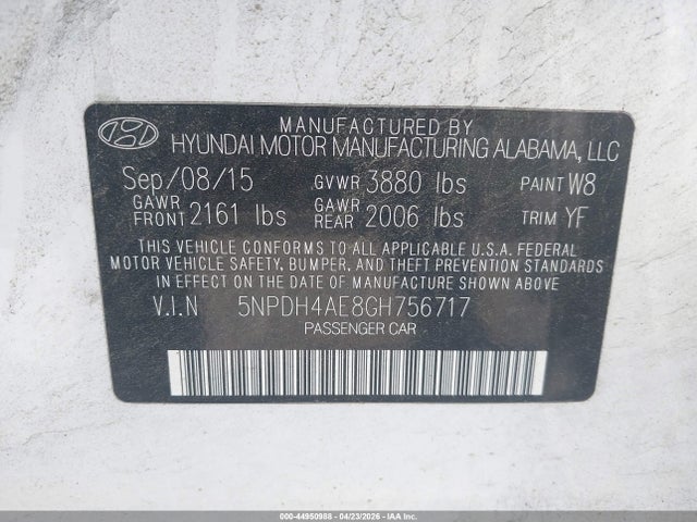Продажа на аукционе авто 2016 Hyundai Elantra Se, vin: 5NPDH4AE8GH756717, номер лота: 44950988