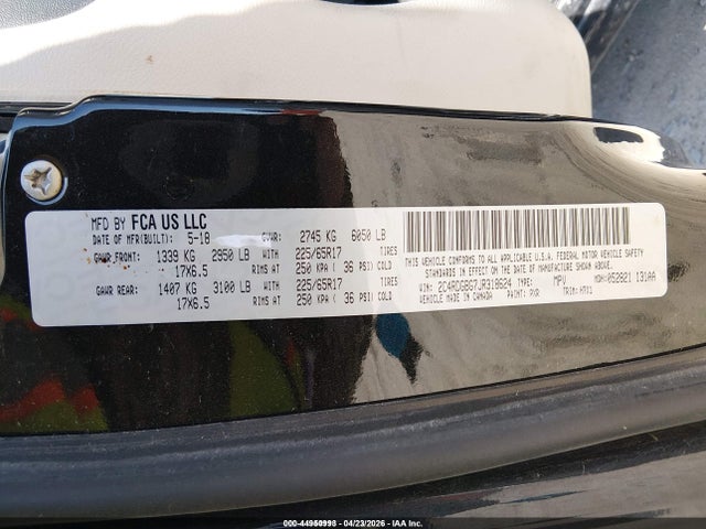 Продажа на аукционе авто 2018 Dodge Grand Caravan Se, vin: 2C4RDGBG7JR318624, номер лота: 44950993