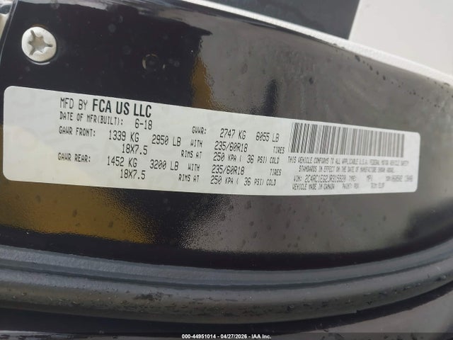 2018 Chrysler Pacifica Touring L Plus მანქანა იყიდება აუქციონზე, vin: 2C4RC1EG2JR315920, აუქციონის ნომერი: 44951014