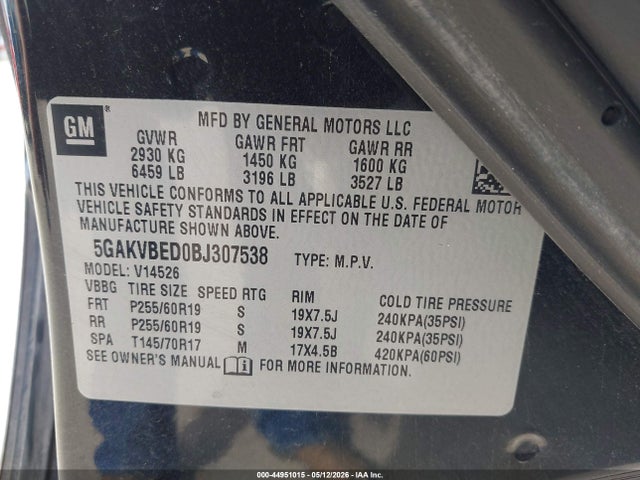 Продаж на аукціоні авто 2011 Buick Enclave 1xl, vin: 5GAKVBED0BJ307538, номер лоту: 44951015