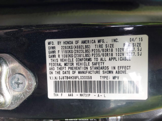 Продаж на аукціоні авто 2015 Acura Rdx, vin: 5J8TB4H38FL030059, номер лоту: 44951026