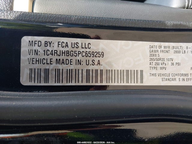 1C4RJHBG5PC659259 Jeep Grand Cherokee Limited 4x4