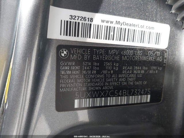 Продаж на аукціоні авто 2011 Bmw X3 Xdrive35i, vin: 5UXWX7C54BL732475, номер лоту: 44951041