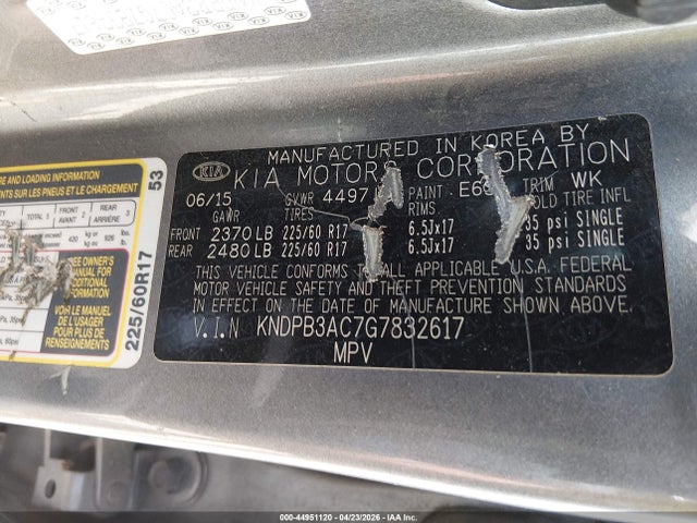 Aukcja sprzedaży 2016 Kia Sportage Lx, vin: KNDPB3AC7G7832617, numer aukcji: 44951120