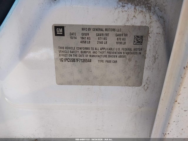 1G1PC5SB7F7126544 Chevrolet Cruze 1lt Auto