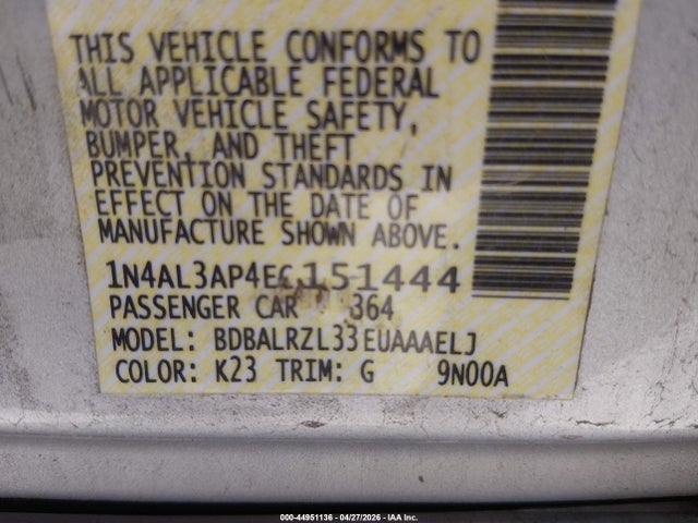 Nissan Altima 2.5 S 2014 1N4AL3AP4EC151444 Image 9