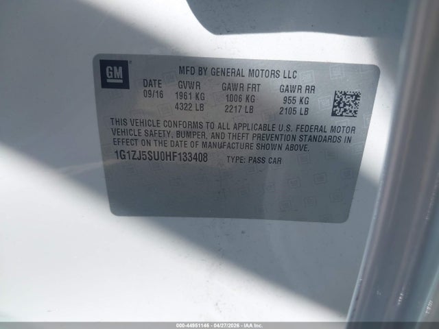1G1ZJ5SU0HF133408 Chevrolet MALIBU HYBRID