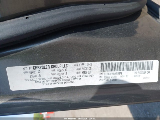 44951150 :رقم المزاد ، 2B3CK3CV9AH240579 vin ، 2010 Dodge Charger Sxt مزاد بيع