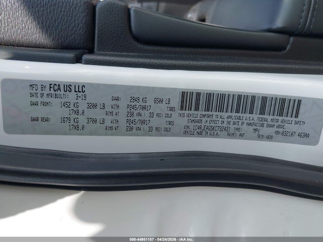 Aukcja sprzedaży 2019 Jeep Grand Cherokee Laredo E 4x2, vin: 1C4RJEAG5KC732431, numer aukcji: 44951157