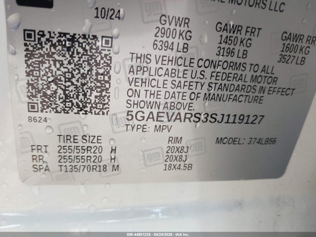 Продажа на аукционе авто 2025 Buick Enclave Preferred Fwd, vin: 5GAEVARS3SJ119127, номер лота: 44951225
