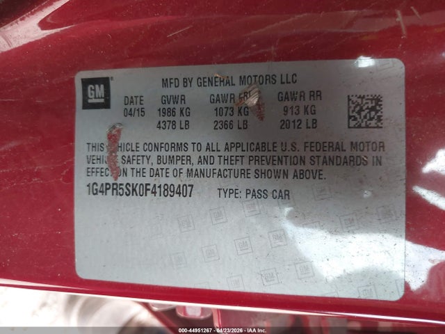 1G4PR5SK0F4189407 Buick Verano Convenience Group