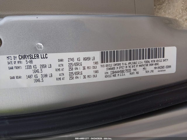 Продажа на аукционе авто 2008 Dodge Grand Caravan Se, vin: 1D8HN44H58B175535, номер лота: 44951277