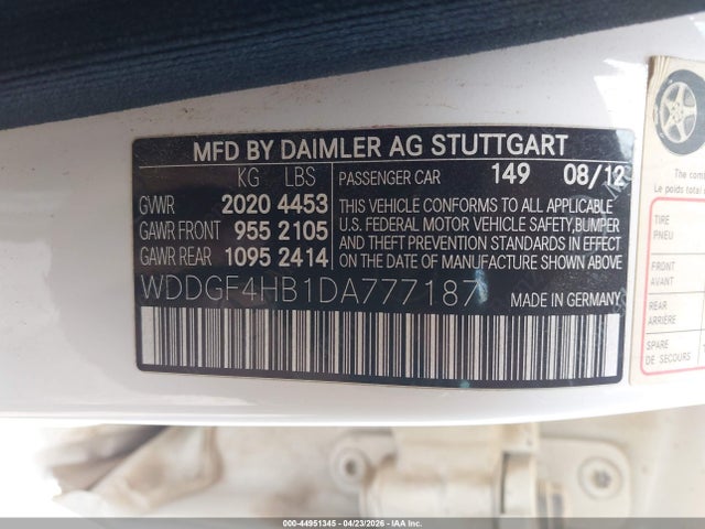 44951345 :رقم المزاد ، WDDGF4HB1DA777187 vin ، 2013 Mercedes-benz C 250 Sport مزاد بيع