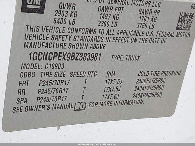 Продаж на аукціоні авто 2011 Chevrolet Silverado 1500 Work Truck, vin: 1GCNCPEX9BZ383981, номер лоту: 44951352