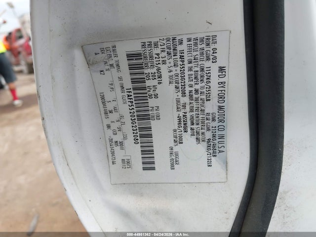 Продаж на аукціоні авто 2003 Ford Taurus Ses, vin: 1FAFP55203G232080, номер лоту: 44951362