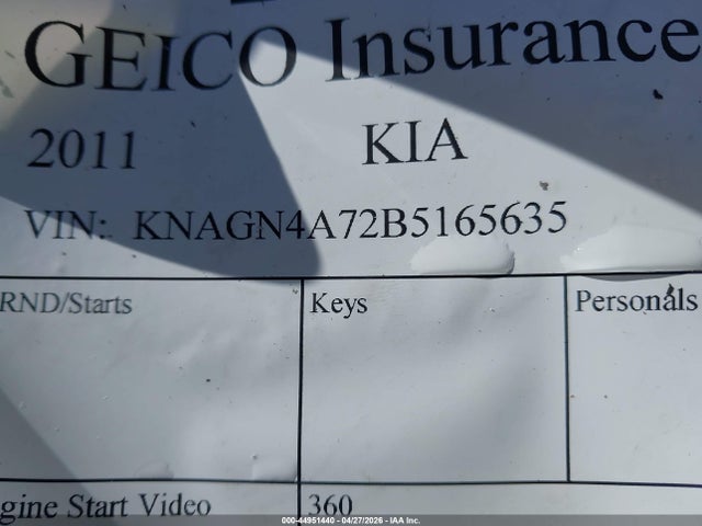 Продаж на аукціоні авто 2011 Kia Optima Ex, vin: KNAGN4A72B5165635, номер лоту: 44951440