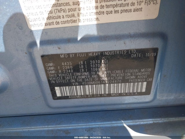 Aukcja sprzedaży 2010 Subaru Legacy 2.5i Premium, vin: 4S3BMBB61A3224470, numer aukcji: 44951464