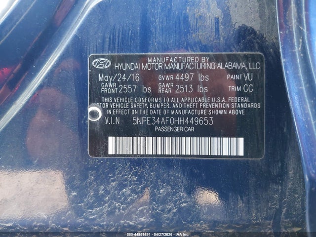 5NPE34AF0HH449653 Hyundai Sonata Sport